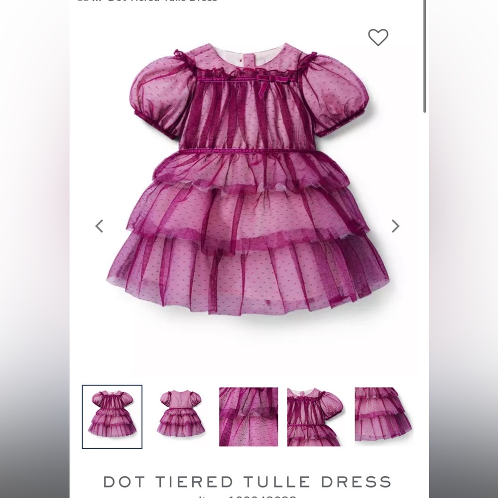 Janie and Jack Dot Tiered Tulle Dress 12-18 months